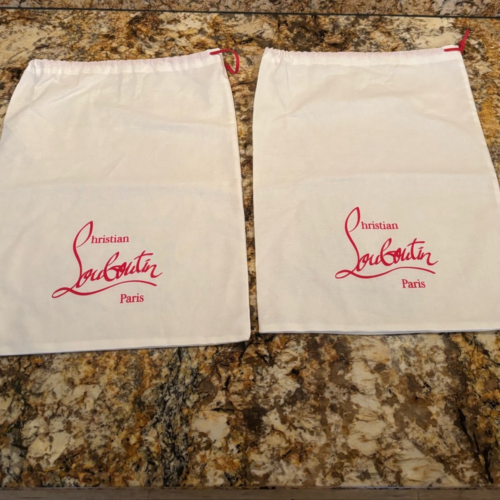 Christian Louboutin White Dust Bags with Red Logo (Set of 2) - Picture 2 of 4